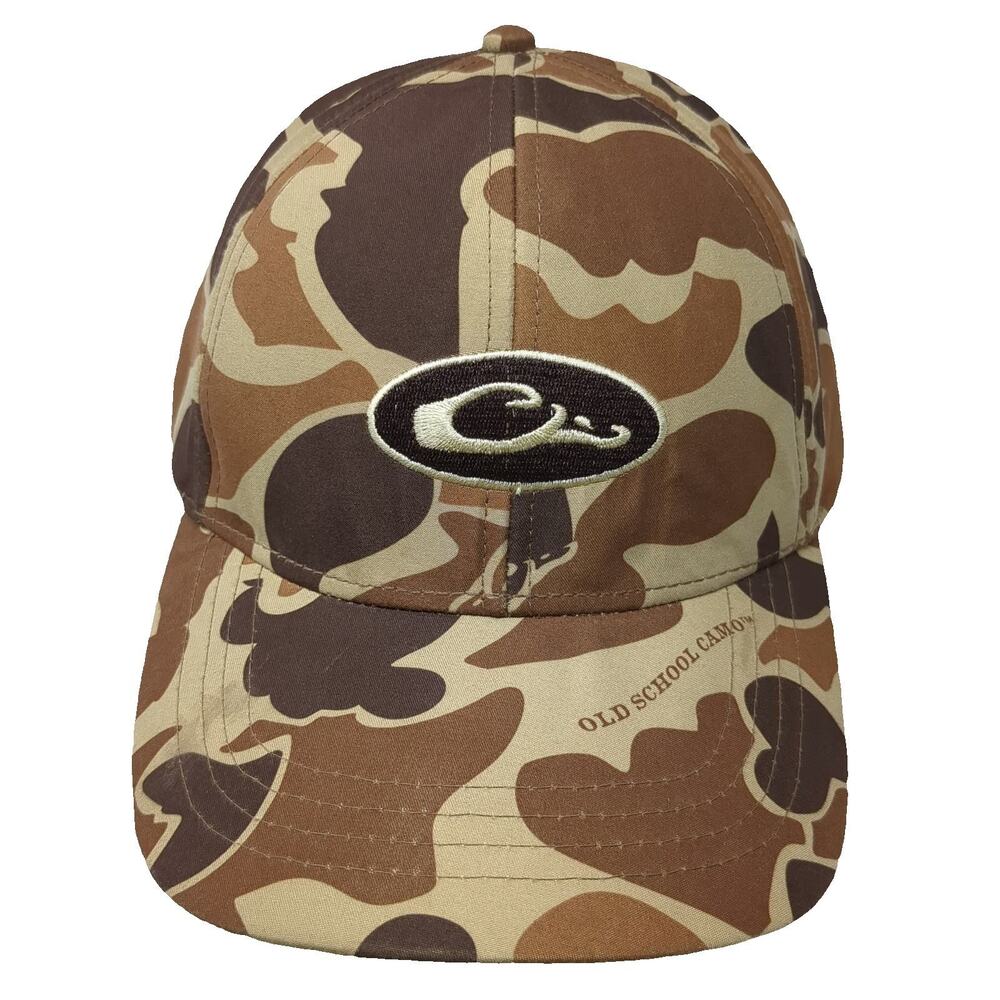 Drake Waterfowl Baseball Cap Brown One Size Old School Camo Duck Logo Hat